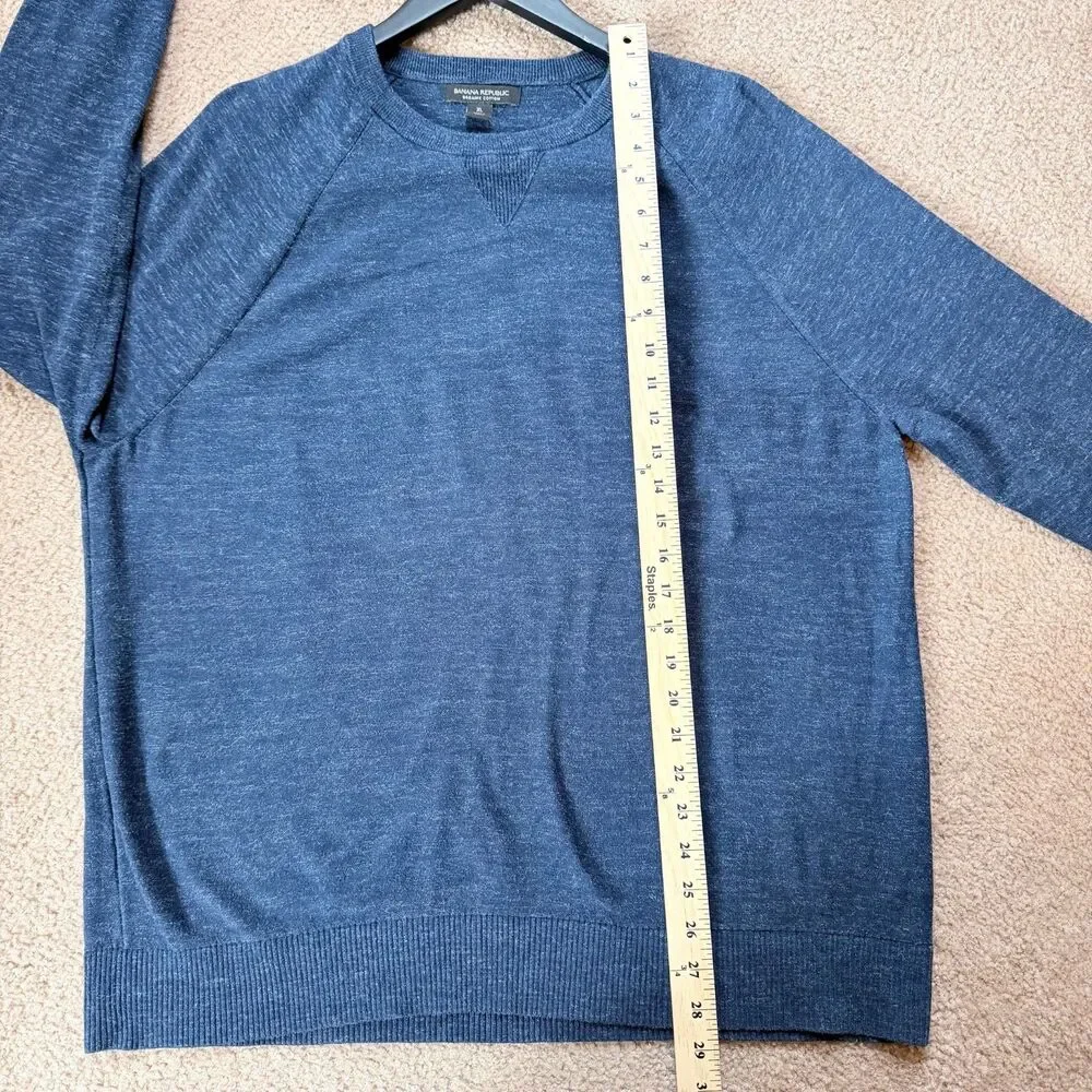 Banana Republic Men’s XL Organic Cotton Sweater Navy Blue Raglan Crewneck